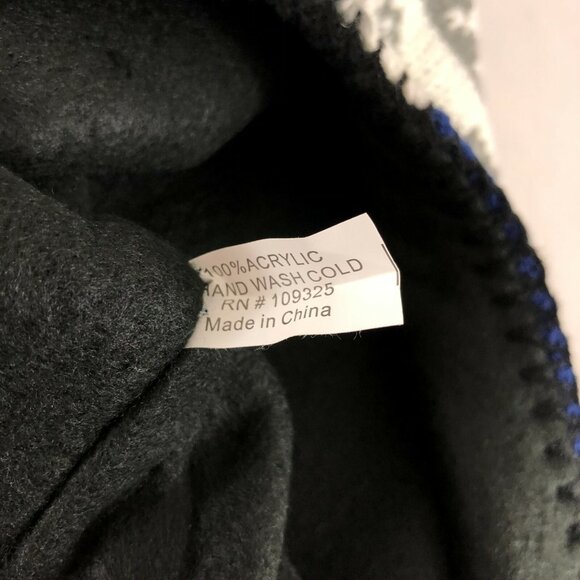 Polar Wear Kids Beanie Hat Ear Flaps Fleece Lined Striped Knit Pom Blue White OS - Picture 6 of 6